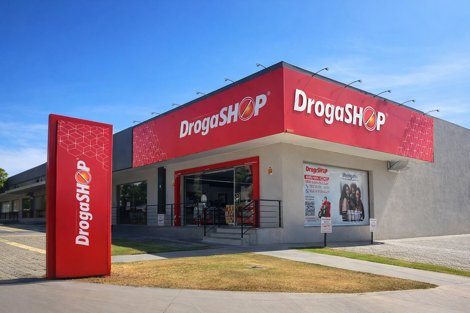 Fachada DrogaSHOP com totem